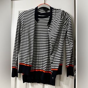 J Crew set ~ stripes black white & orange~ size S